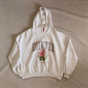 EDIKTED- White Floral Graphic Hoodie